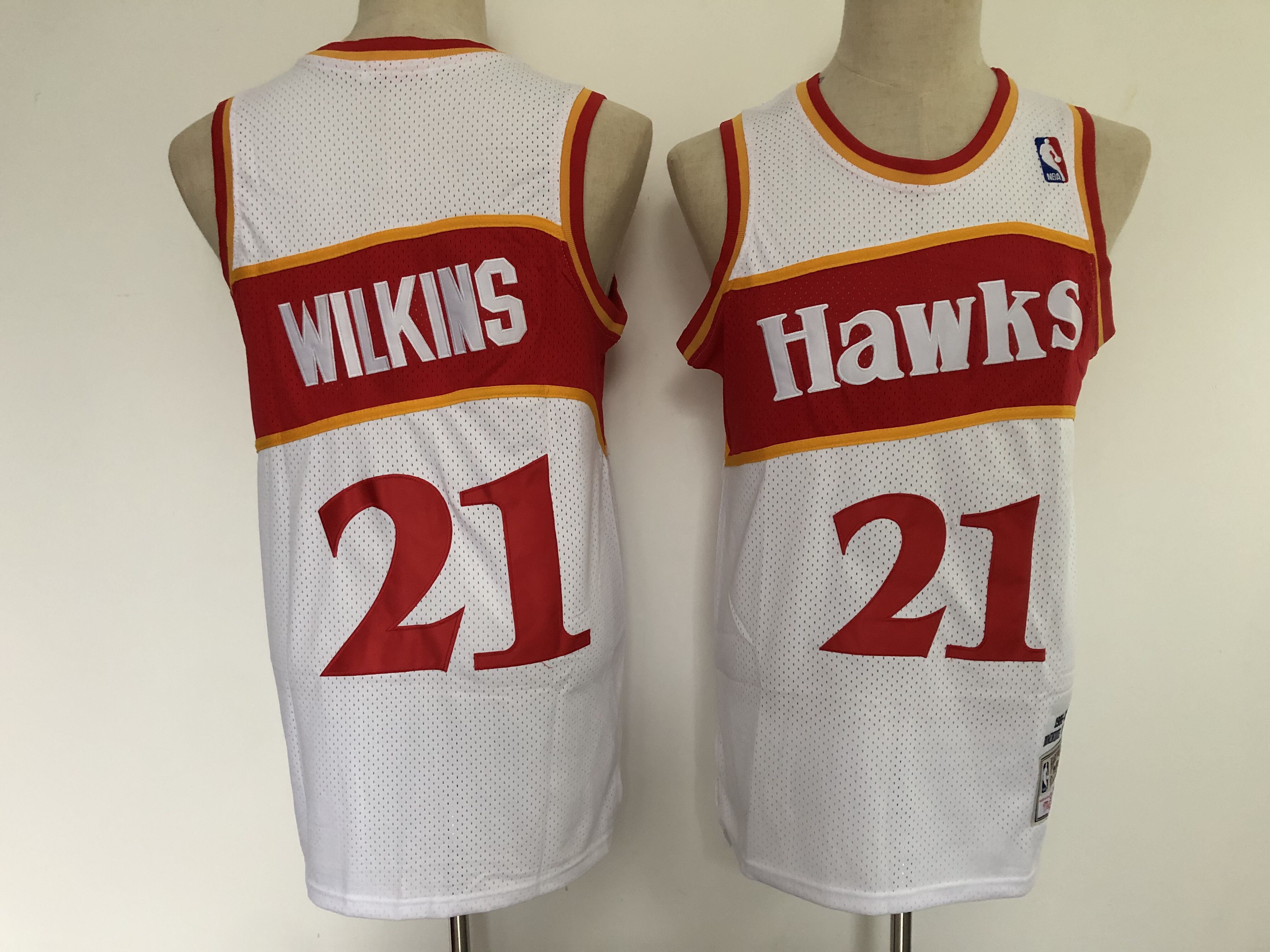 Men Atlanta Hawks 21 Wilkins White Throwback NBA Jersey